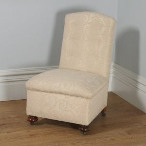 Antique English Victorian Walnut Howard & Sons Style Button Upholstered Nursing / Occasional Chair (Circa 1850)- yolagray.com