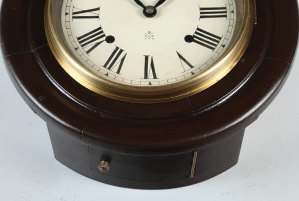 Antique 12" Welaiti Mahogany Railway Station / School Round Dial Wall Clock (Chiming)- yolagray.com