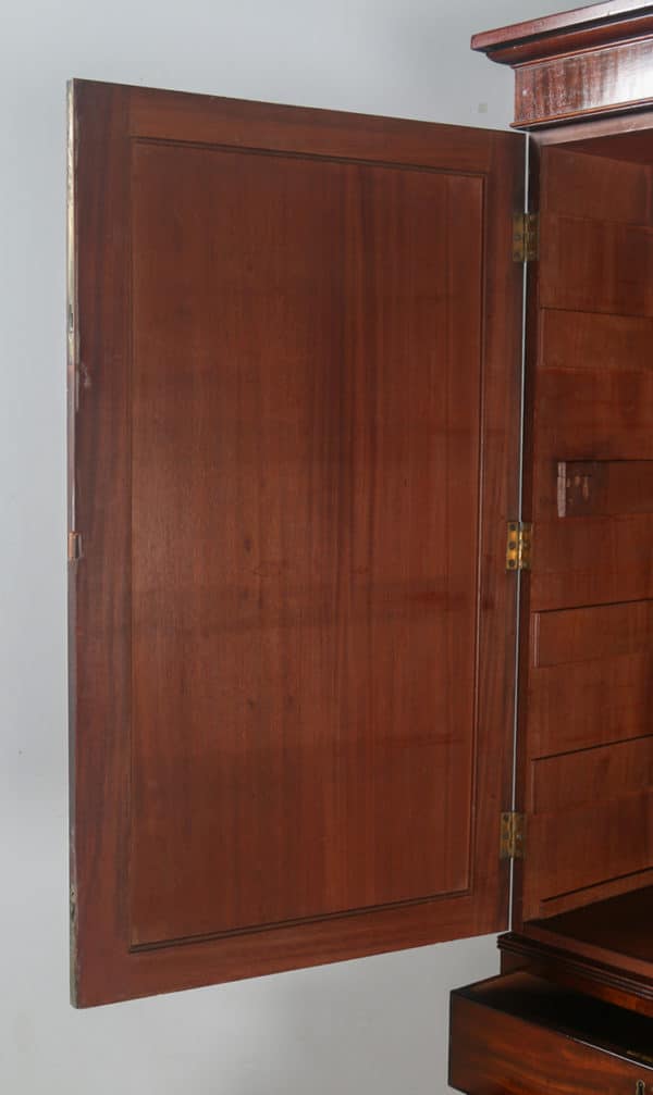 Antique English Georgian Regency Mahogany Linen Press Wardrobe Cupboard (Circa 1820)- yolagray.com