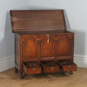 Antique English Georgian Panelled Oak Marriage Mule Chest / Blanket Box With Drawers (Circa 1730)- yolagray.com
