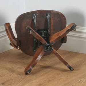 Antique Edwardian Oak & Leather Revolving Swivel Office Desk Arm Chair (Circa 1905)- yolagray.com