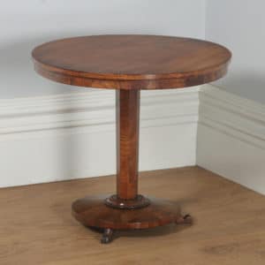 Antique English Victorian Figured Mahogany Circular Occasional Tripod Table (Circa 1840) - yolagray.com
