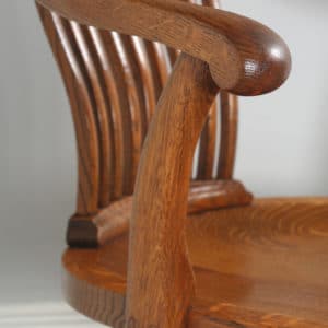 Antique Edwardian Oak Revolving Swivel Office Desk Arm Chair (Circa 1910)- yolagray.com