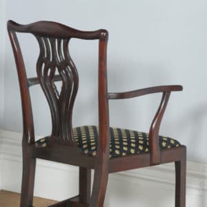 Antique English Pair of Georgian Chippendale Mahogany Office Desk Carver Arm Chairs (Circa 1800)