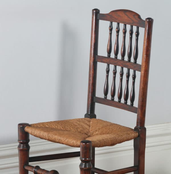 Antique Set of Six English Georgian Ash & Elm Spindle Back Country Farmhouse Kitchen Dining Chairs (Circa 1790) - yolagray.com