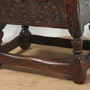 Antique English Charles II Style Oak Joint Close Sewing Box Seat Stool (Circa 1880)- yolagray.com