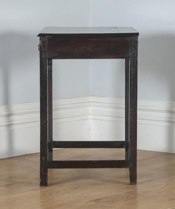 Antique English Georgian Inlaid Country Oak Side / Hall Table (Circa 1750) - yolagray.com