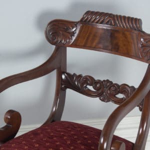 Antique English Pair of William IV Mahogany Library Office Arm Chairs (Circa 1830) - yolagray.com