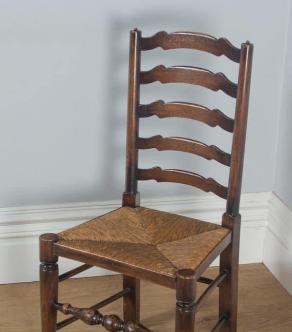 Antique Set of English Six Victorian Ash & Elm Ladder Back Farmhouse Chairs (Circa 1880) - yolagray.com