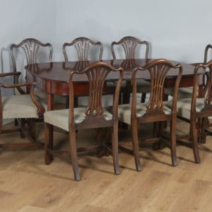 Antique English Georgian Regency Figured Mahogany D End Dining Table (Circa 1810) - yolagray.com