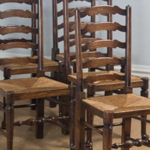 Antique Set of English Six Victorian Ash & Elm Ladder Back Farmhouse Chairs (Circa 1880) - yolagray.com
