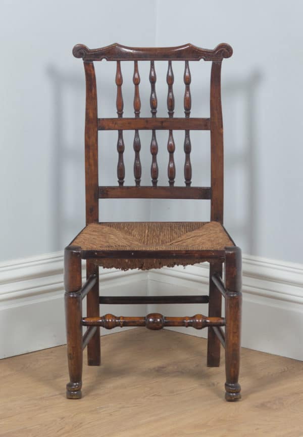Antique English Single Georgian Ash & Elm Spindle Back Country Farmhouse Kitchen Dining Chairs (Circa 1790)- yolagray.com