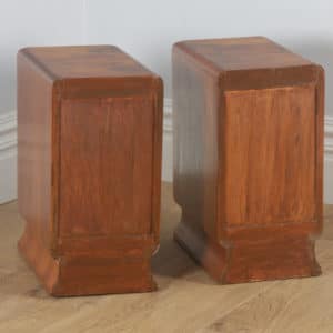 Antique English Pair of Art Deco Figured Walnut Bedside Chests / Tables / Nightstands (Circa 1930)- yolagray.com