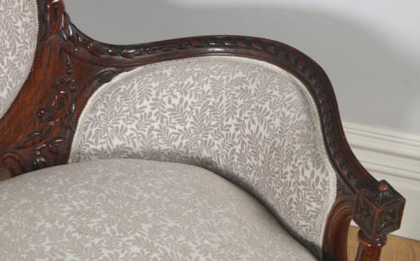 Antique English Victorian Walnut Upholstered Couch Sofa Settee (Circa 1860) - yolagray.com