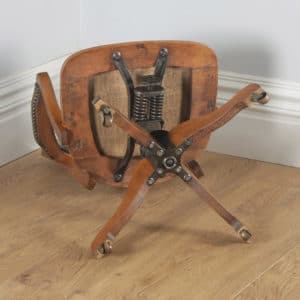 Antique English Edwardian Oak & Green Leather Revolving Office Desk Arm Chair by Matthews & Son of Liverpool (Circa 1910) - yolagray.com