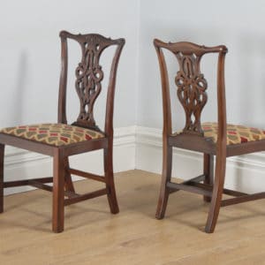 Antique English Set of Eight Georgian Chippendale Style Mahogany Dining Chairs (Circa 1900) - yolagray.com