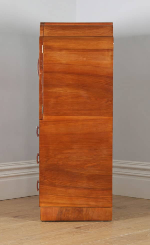 Antique English Art Deco Burr Walnut Two Door Tallboy Compactum Chest of Drawers (Circa 1930) - yolagray.com