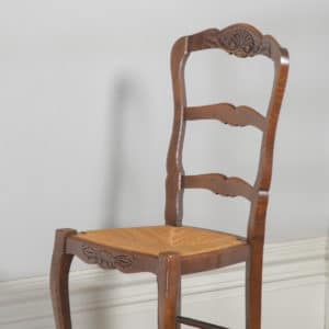 Antique Set of 10 French Louis XV Style Oak Ladder Back Rush Seat Kitchen Dining Chairs (Circa 1910) - yolagray.com