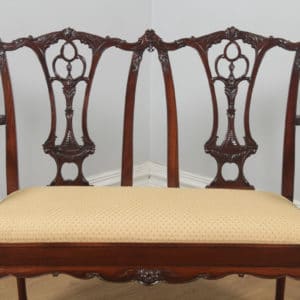 Reproduction Chippendale Style Carved Mahogany Couch Sofa Settee (Circa 1970) - yolagray.com