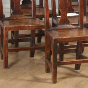Antique Set of Six Georgian Chippendale Elm Country Cottage Kitchen Dining Chairs (Circa 1780) - yolagray.com