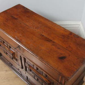 Antique English Charles II Oak Marriage Mule Chest / Blanket Box With Drawer (Circa 1680) - yolagray.com