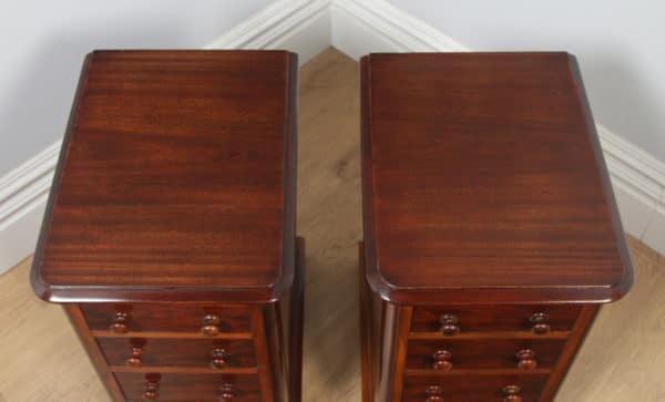 Antique Pair of English Victorian Mahogany Bedside Chests / Tables / Nightstand (Circa 1860)- yolagray.com
