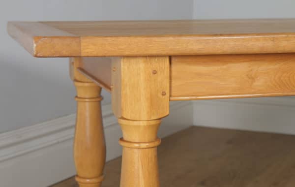 Vintage Welsh 8ft 10” Solid Oak Farmhouse Kitchen Refectory Dining Table (Circa 1980) - yolagray.com