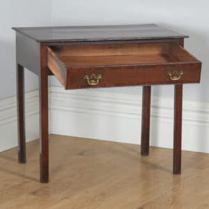 Antique English 18th Century Georgian Oak & Mahogany Occasional Side Hall Writing Table (Circa 1790) - yolagray.com