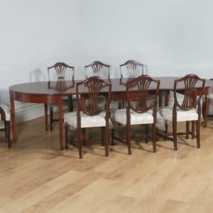 Antique English Georgian Mahogany Round Extendable Ten Seat D End & Drop Leaf Dining Table (Circa 1800) - yolagray.com