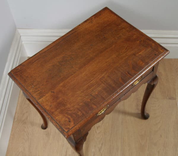 Antique English 18th Century Georgian Oak Occasional Side Hall Lowboy Table (Circa 1740) - yolagray.com