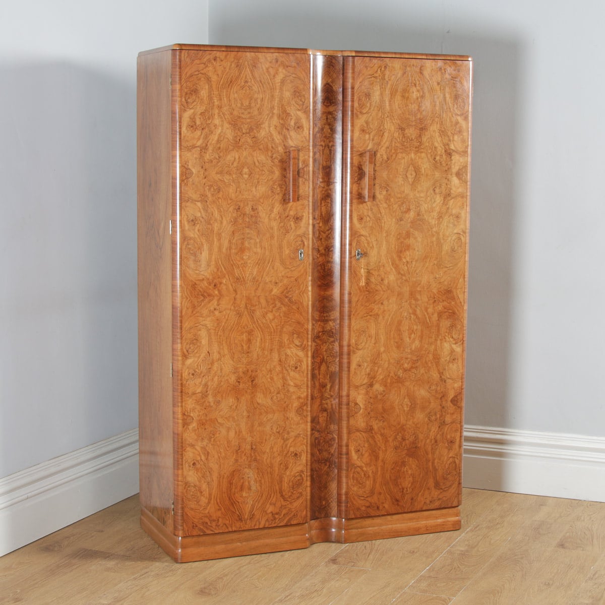 Details about   Antique Art Deco Burr Walnut 2 Door Armoire Wardrobe by Ray & Miles of Liverpool 