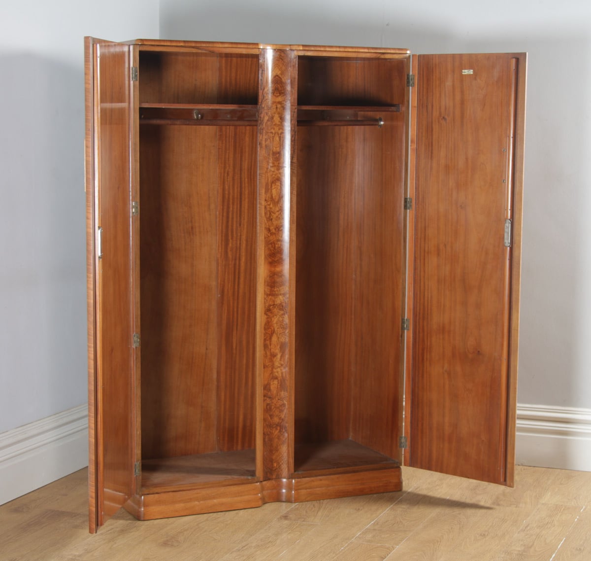 Details about   Antique Art Deco Burr Walnut 2 Door Armoire Wardrobe by Ray & Miles of Liverpool 