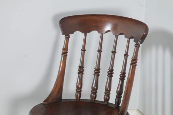 Antique English Set of Sixteen 16 Victorian Ash & Elm Windsor Spindle Bar Back Kitchen Dining Chairs (Circa 1880) - yolagray.com