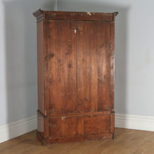 Antique English Victorian Gothic Pitch Pine Wardrobe Cupboard Linen Press (Circa 1890) - yolagray.com