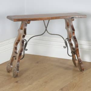 Antique Spanish Basque 19th Century Chestnut Country Side Hall Console Table (Circa 1890) - yolagray.com