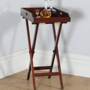 Antique English Georgian Regency Mahogany Small Butlers Drinks Tray Table & Stand (Circa 1830) - yolagray.com