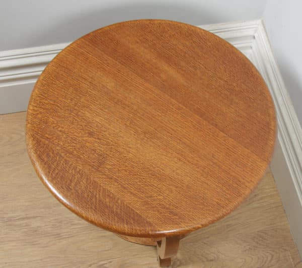 Art Deco English Oak Circular Centre Coffee Occasional Side Table (Circa 1930) - yolagray.com