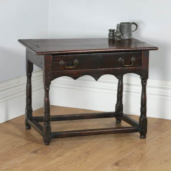 Antique English 18th Century Georgian Oak Occasional Side Hall Writing Table (Circa 1730) - yolagray.com