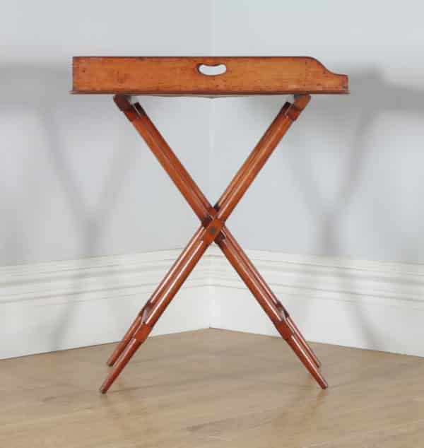 Antique English Victorian Mahogany Small Butlers Drinks Tray Table & Stand (Circa 1850) - yolagray.com
