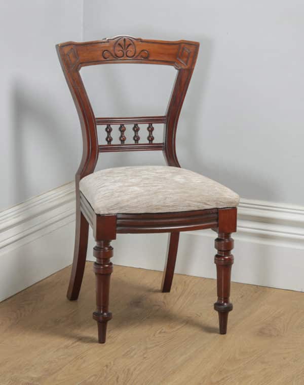 Antique English Victorian Set of 10 Ten Mahogany Upholstered Dining Chairs by J.B. (Circa 1890) - yolagray.com