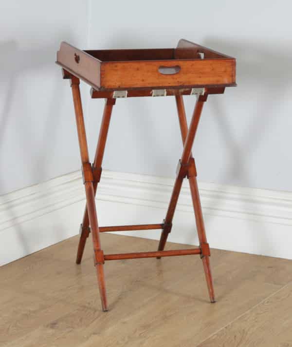 Antique English Victorian Mahogany Small Butlers Drinks Tray Table & Stand (Circa 1850) - yolagray.com