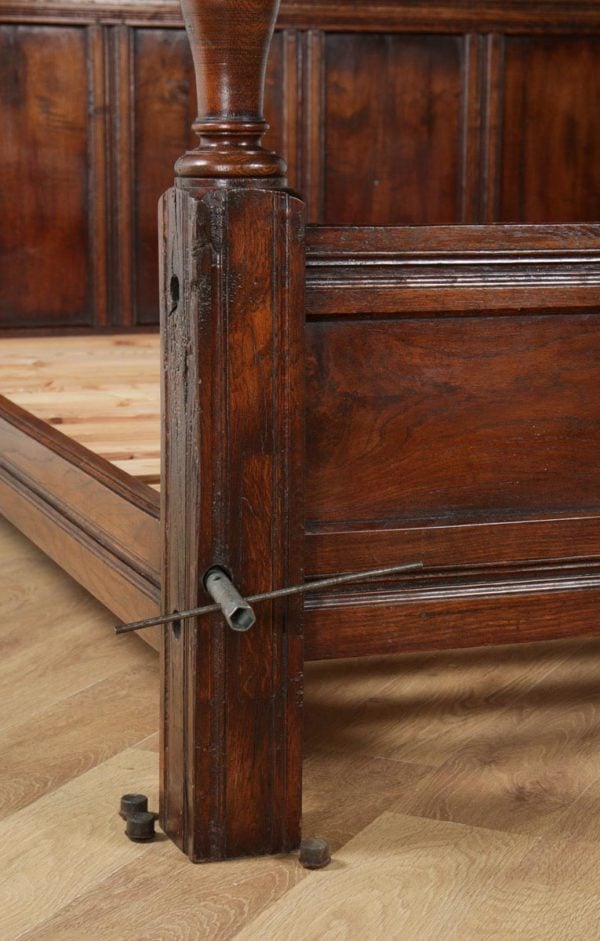 Antique English Charles II Style Super King Size Oak Full Tester Four Poster Bed (Circa 1920) - yolagray.com