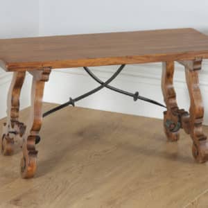 Antique Spanish Basque Oak & Chestnut Rectangular Occasional Side Coffee Table (Circa 1920) - yolagray.com