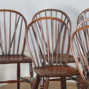 Antique Set of Six English Victorian Ash & Elm Stick & Hoop Back Kitchen Chairs (Circa 1850) - yolagray.com