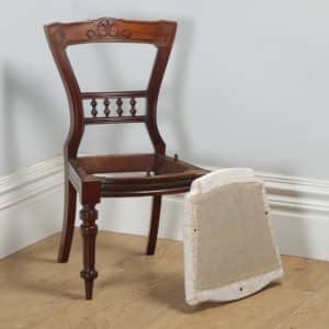 Antique English Victorian Set of 10 Ten Mahogany Upholstered Dining Chairs by J.B. (Circa 1890) - yolagray.com