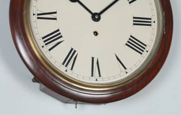 Antique 15″ Mahogany Smiths Enfield Railway Station / School Round Dial Wall Clock (Timepiece) - yolagray.com