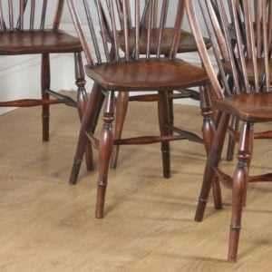 Antique Set of Six English Victorian Ash & Elm Stick & Hoop Back Kitchen Chairs (Circa 1850) - yolagray.com
