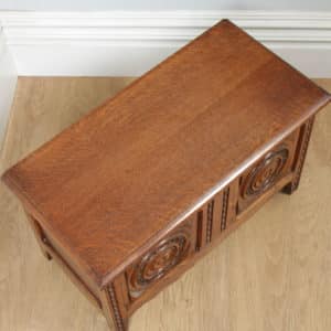 Antique French Oak Carved Breton Trunk Blanket Box Chest / Coffer (Circa 1950) - yolagray.com