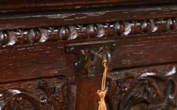 Antique Italian Renaissance Carved Oak Marriage Cassone Chest Coffer Trunk (Circa 1820) - yolagray.com