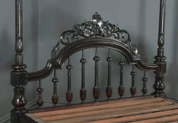 Antique 5ft 8” Victorian Anglo-Indian Colonial Raj King Size Four Poster Bed (Circa 1880) - yolagray.com